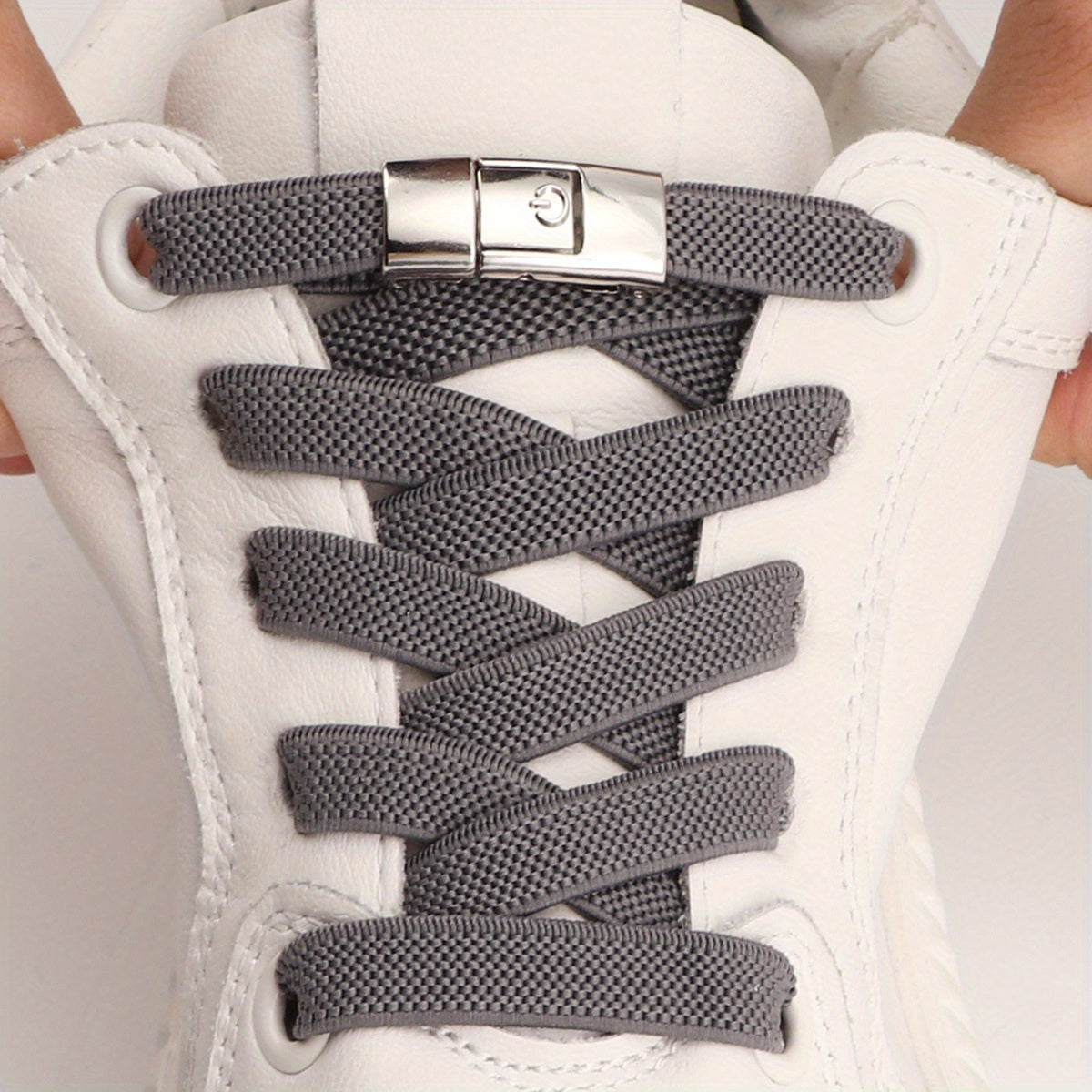 [Polyester Sneaker Accessories] White Polyester 1Pair Women's Sneaker Accessories, No Laces with Buckles