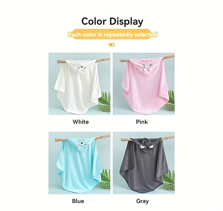 Cute Cartoon Design Baby Bath Towel & Hooded Bathrobe - Super Soft & Water Absorbent Microfiber For 0-2 Year Olds