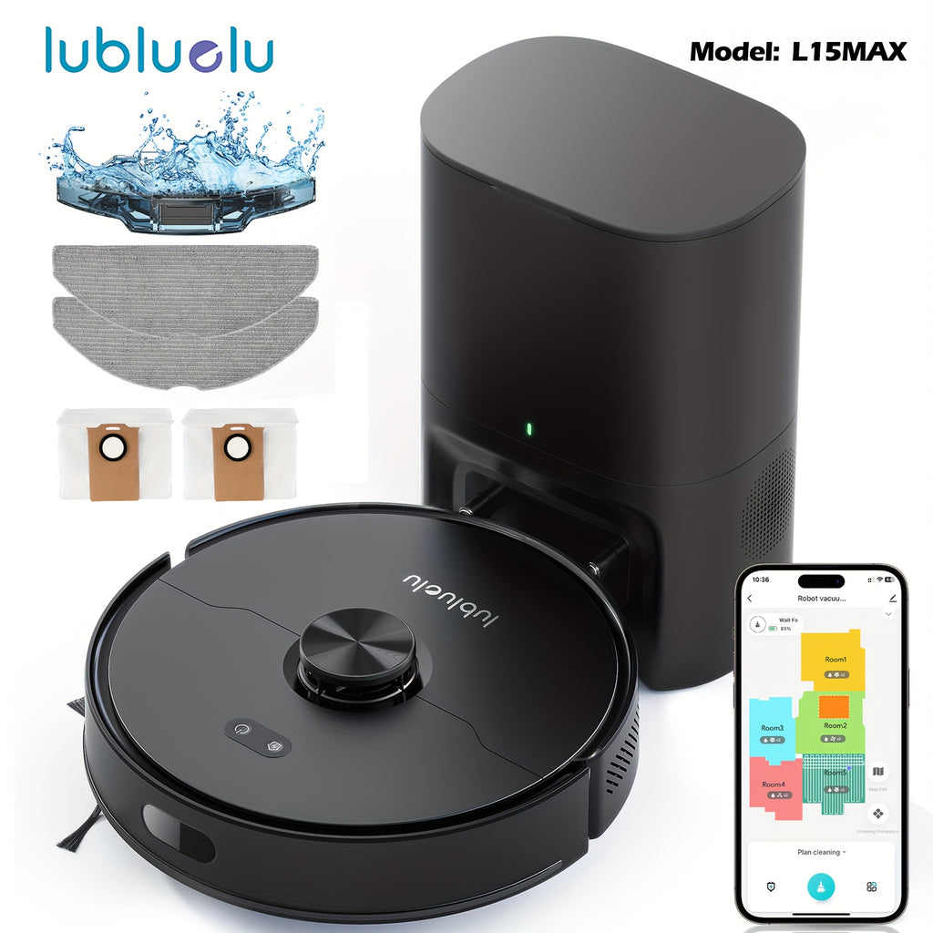 Robot Vacuum And Mop Combo 6500Pa, Lubluelu L15 Robot Vacuum, Auto-Charging, 5 Maps, 30 No-go Zones, WiFi/App/Alexa, 3in 1 Robot Vacuum Cleaner for Pet Hair Carpet Hard Floor, Robot Vacuum with Mop, Robotic Vacuum Cleaner And