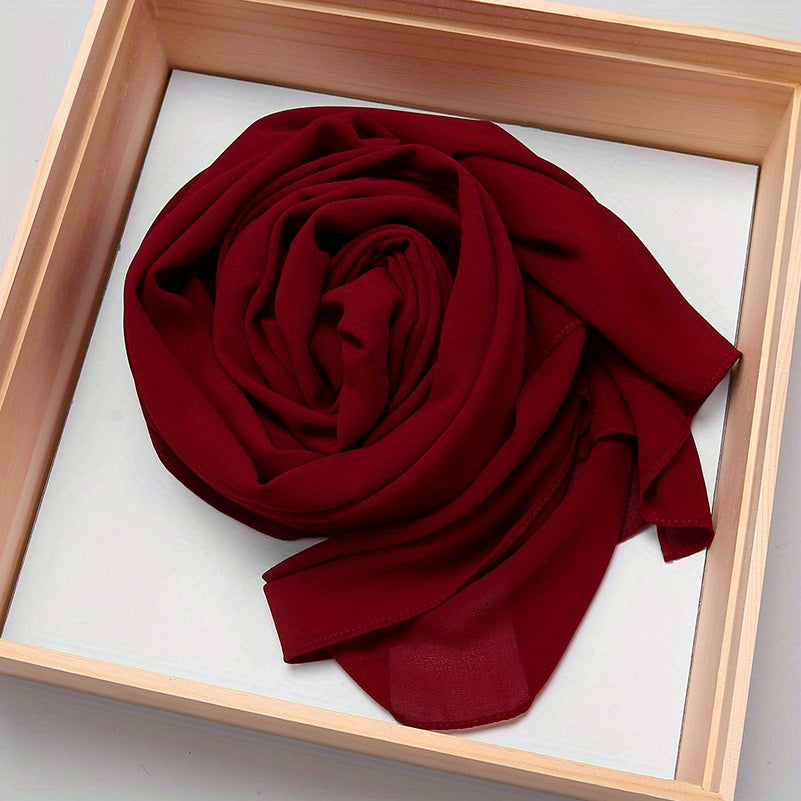 Solid Color Chiffon Scarf Women's Instant Hijab Long Shawl Scarf Lightweight Hair Sleeping Wrap