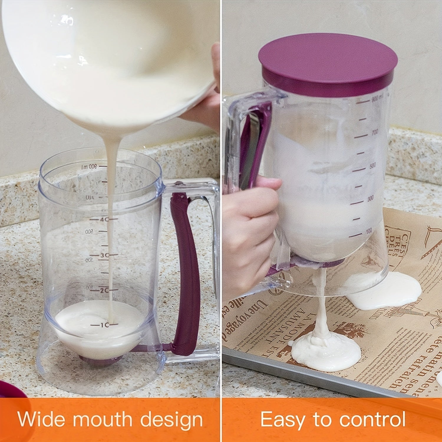 Cupcake Batter Separator And Dispenser - Handheld Funnel Measuring Cup Tool For Mess-Free Baking