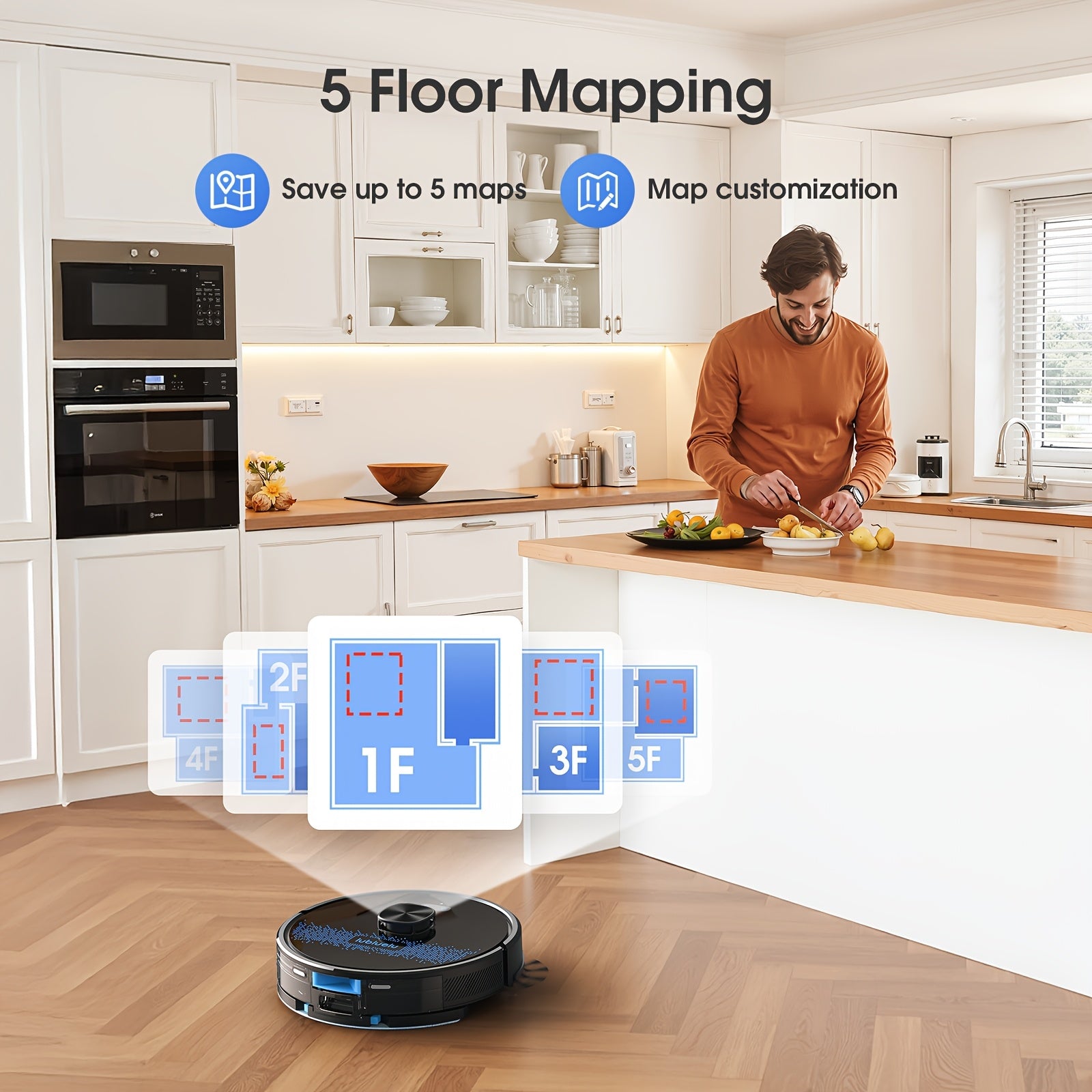 Robot Vacuum Cleaner And Mop Combo 4500Pa, Lubluelu SL60Ultra Robotic Vacuum, 150Mins Max, 56dB, 24 No-Go Zones For Pet Hair Carpets Floor