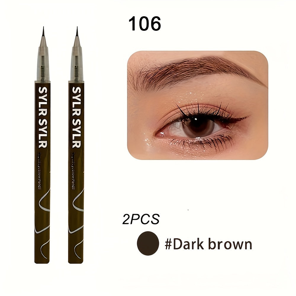 Ultra-Fine 0.008mm Waterproof Eyebrow Pen - Long-Lasting, Sweatproof, Smudge-Free Microblading Liquid Eyeliner with 2-in-1 Design for Precise, Natural-Looking Brows and Lashes - Professional, Easy-to-Use Makeup Essential