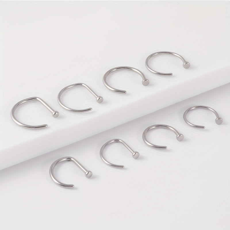 Trendy D-Shape Nose Clip - Fake Piercing Nose Ring for Women - Punk Style Body Jewelry with Comfortable Wear and Adjustable Design