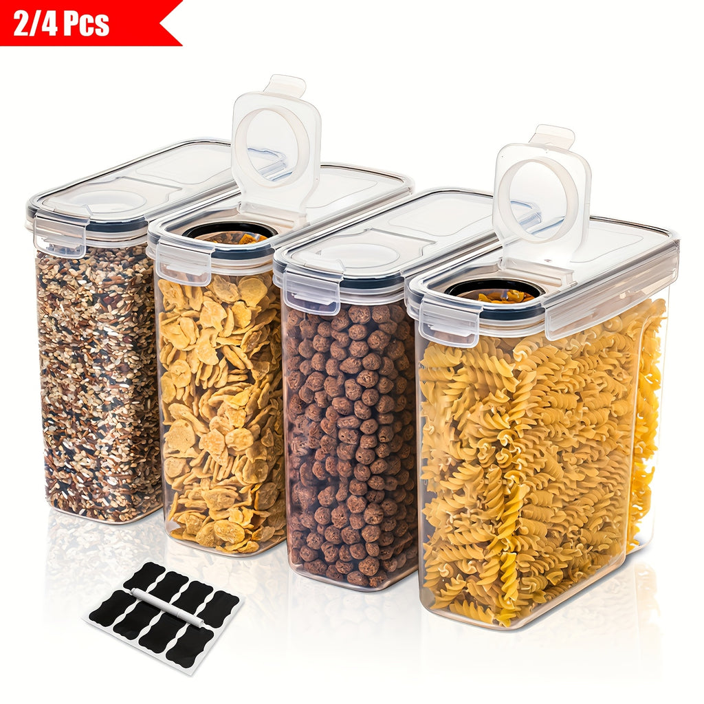 Set of 2/4 Cereal Storage Containers, Made from Bpa-Free Plastic, Designed to Be Airtight for Storing Food. Each Container Holds 2.5 Liters (88 Ounces) And Is Suitable for Cereals, Snacks, And Sugar. This 4pcs Set Includes Ce