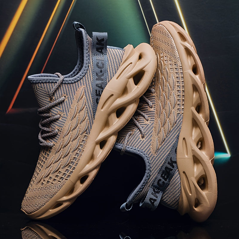 Men's Blade Sneakers, Breathable Shock Absorption Running Shoes Lightweight Non-Slip Shoes For Jogging Tennis Gym, Walking Sneakers, Athletic Shoes