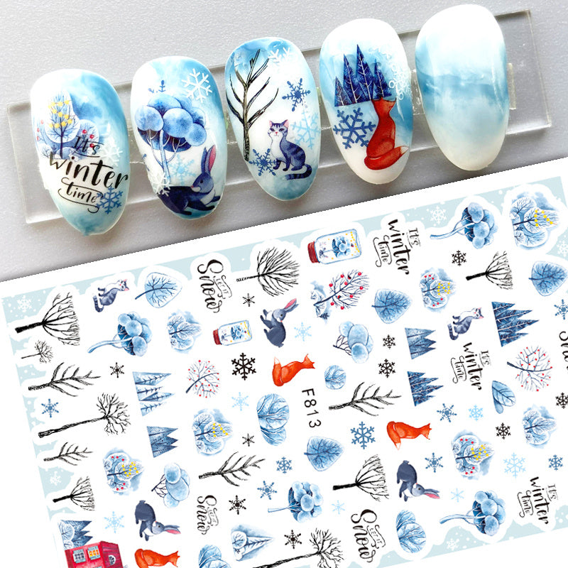 Snowflake Pattern Adhesive Nail Decals, Fashion Nail Art Stickers, Nail Stickers For Women