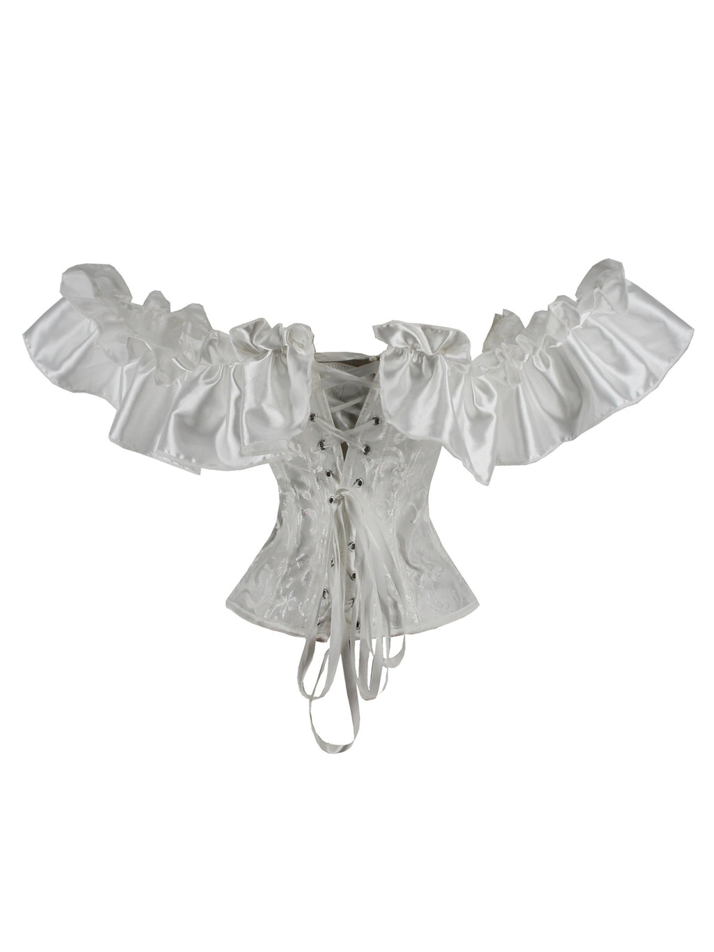 Black Flounce Sleeve Corset Tops, Lace Up Bustier Shapewear Top, Women's Lingerie & Shapewear