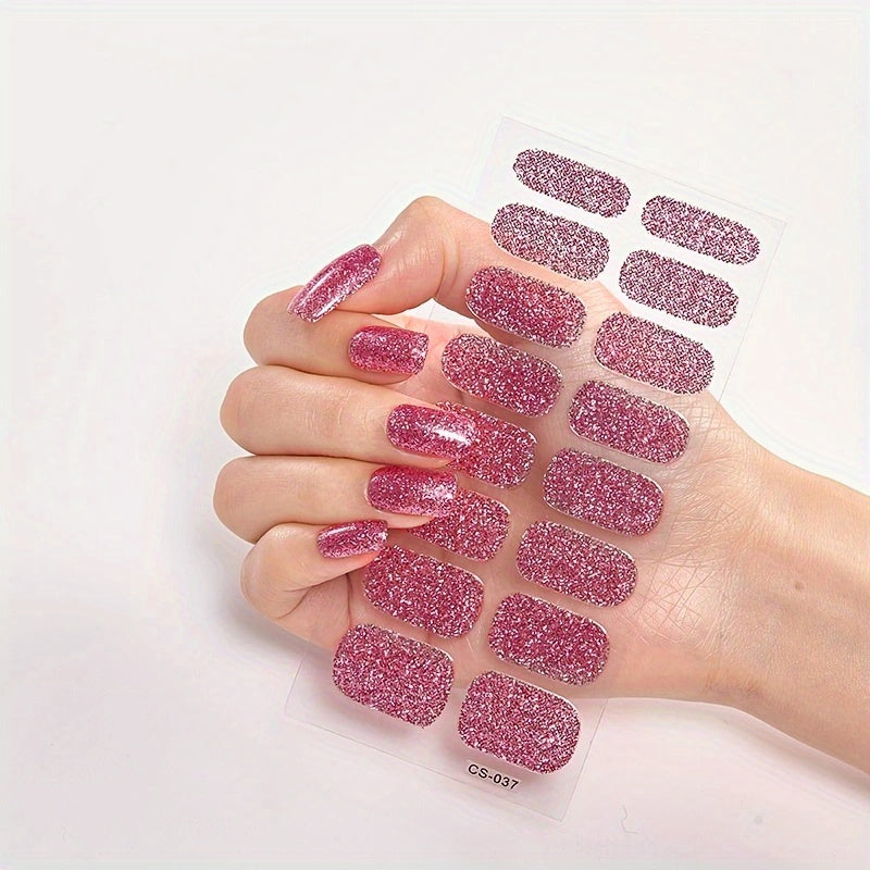 Sparkly Full Cover Nail Art Stickers - Self-Adhesive Nail Decals for Women - Easy to Apply and Long-Lasting Nail Art Strips