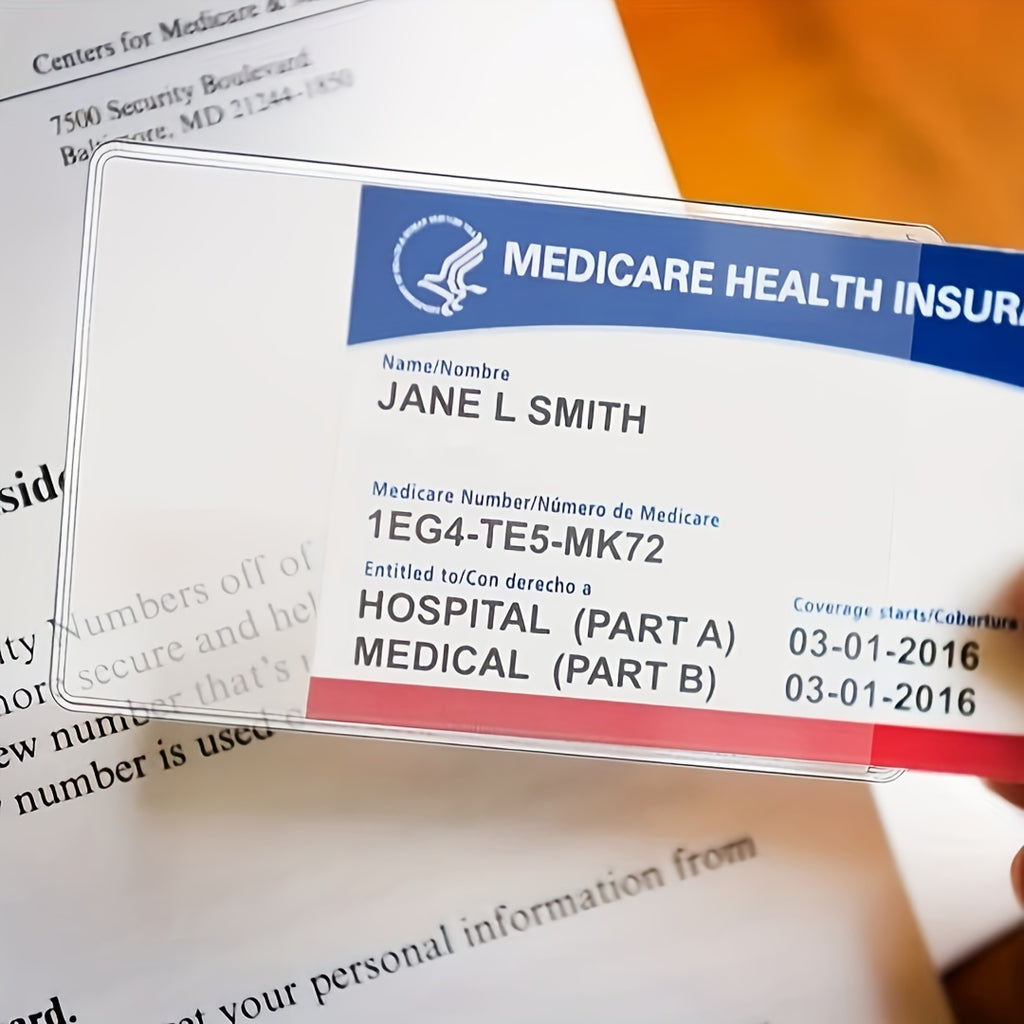 [Popular Choice] 10pcs Clear PVC Medicare Card Protector Sleeves, 12Mil Thick, Water-Resistant, Easy Insert Design for New Medicare Cards, Credit & Business Cards - Transparent