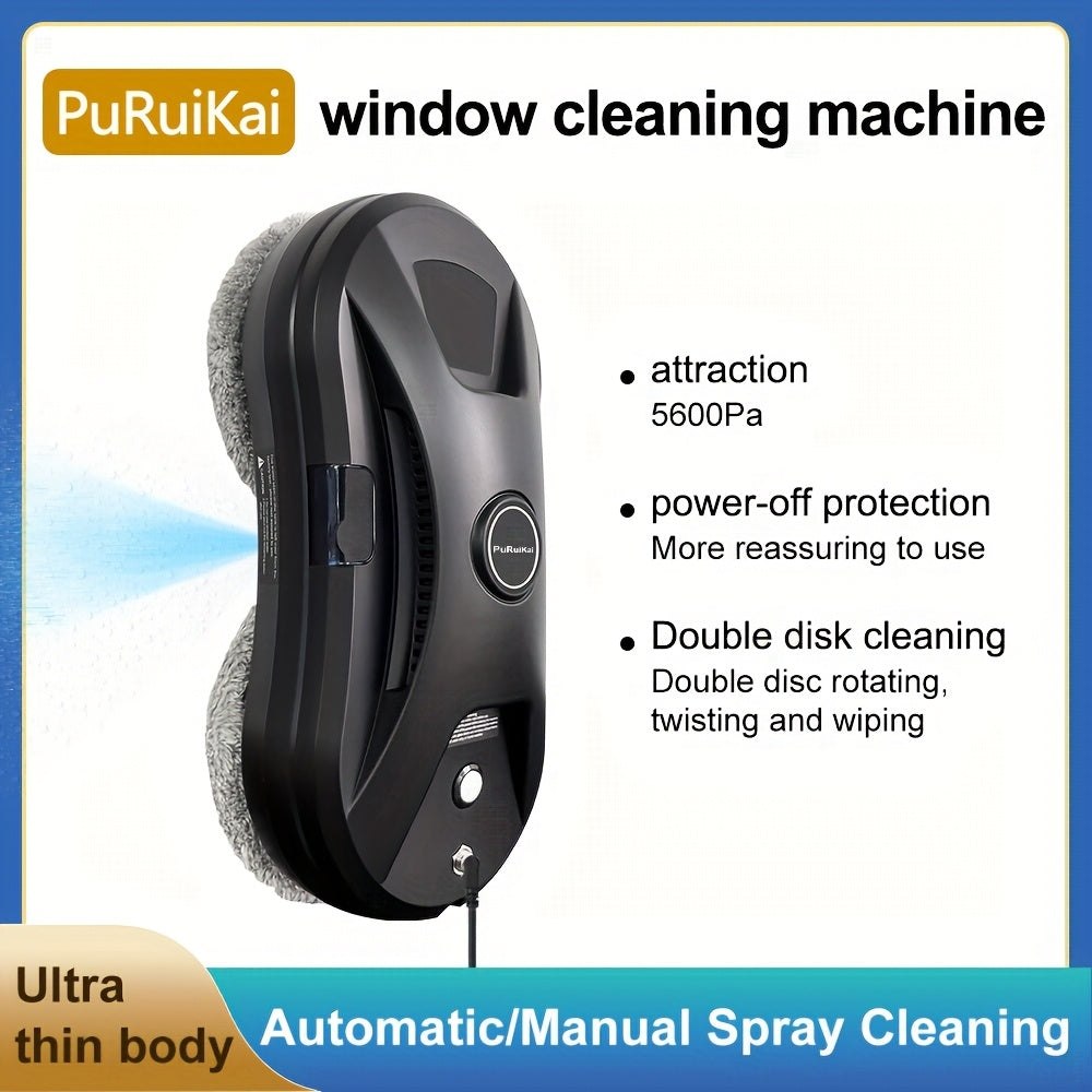 [Fully Automatic Window Cleaning] Remote-controlled intelligent window cleaning robot, automatically plans routes, strong suction power to prevent falling, worry-free for home use., Smart Home Appliance, Compact Design, Relia