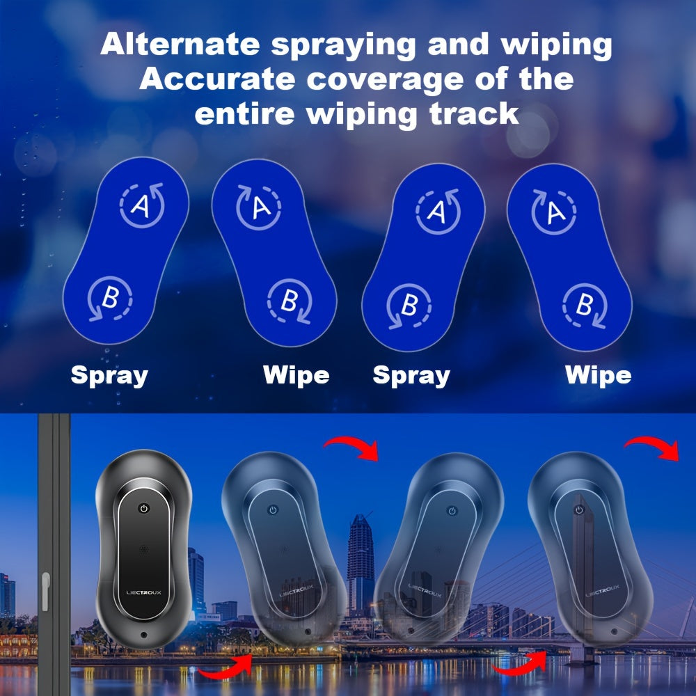 Robot Window Cleaner Liectroux YW810, 2-Way Water Spray, Ultra-thin, Robot Vacuum Cleaner For Windows, Home Electric Glass Washer & Wiper, Dry & Wet Mopping, AI Route, Brushless Motor, APP & Remote Control, Quadruple Security