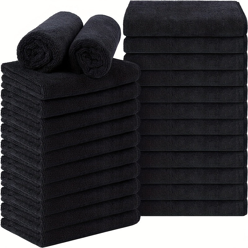 Luxurious 6pcs Set of Microfiber Face Towels - Gentle, Reusable Makeup Removing Cloths - Soft Washcloths for Sensitive Skin, 12x12 Inches, Black