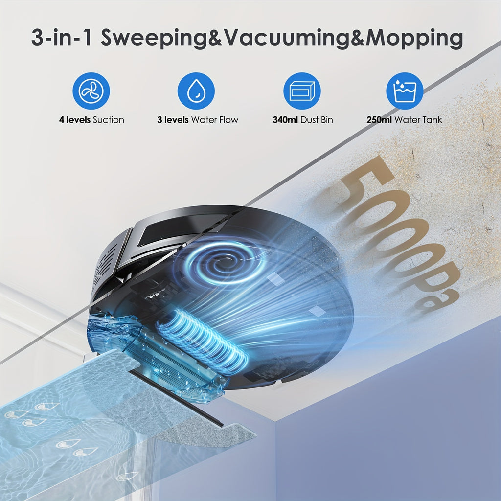 Robot Vacuum And Mop Combo 5000Pa, Lubluelu 15 Robot Vacuum, Auto-Charging, 5 Maps, 30 No-go Zones, WiFi/App/Alexa, 3 In 1 Robot Vacuum Cleaner For Pet Hair Carpet Hard Floor