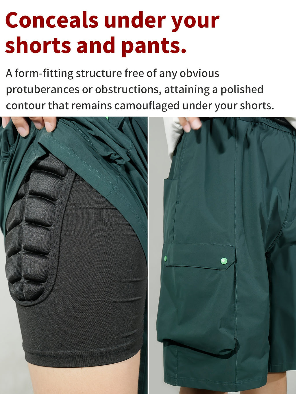 VEPAUS Breathable 3D Padded Shorts for Ice Hockey, Snowboarding, Gymnastics, Roller Skating - Moisture Wicking, Flexible, High Stretch Polyester Knit Fabric, Regular Fit, Four Seasons Sports Gear