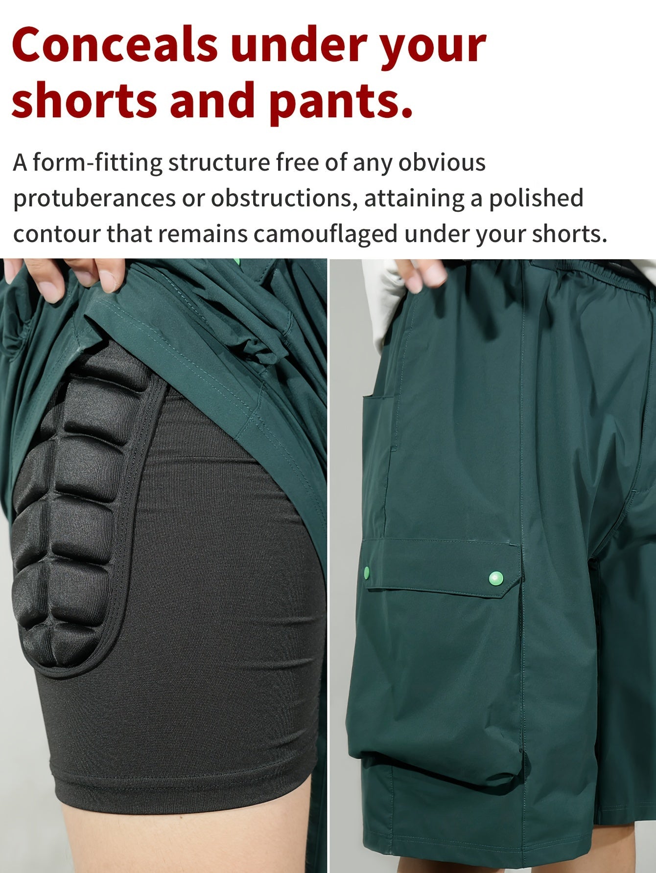 VEPAUS Breathable 3D Padded Shorts for Ice Hockey, Snowboarding, Gymnastics, Roller Skating - Moisture Wicking, Flexible, High Stretch Polyester Knit Fabric, Regular Fit, Four Seasons Sports Gear