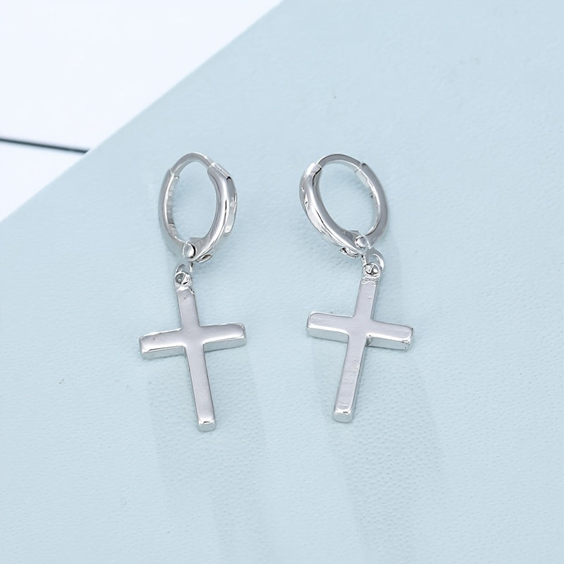 Elegant 18K Golden Plated Cross Dangle Earrings - Vintage Style, Daily Occasion, Copper Base, Perfect for Parties and Everyday Wear, Everyday Earrings|Vintageinspired Design|Goldtone Earrings