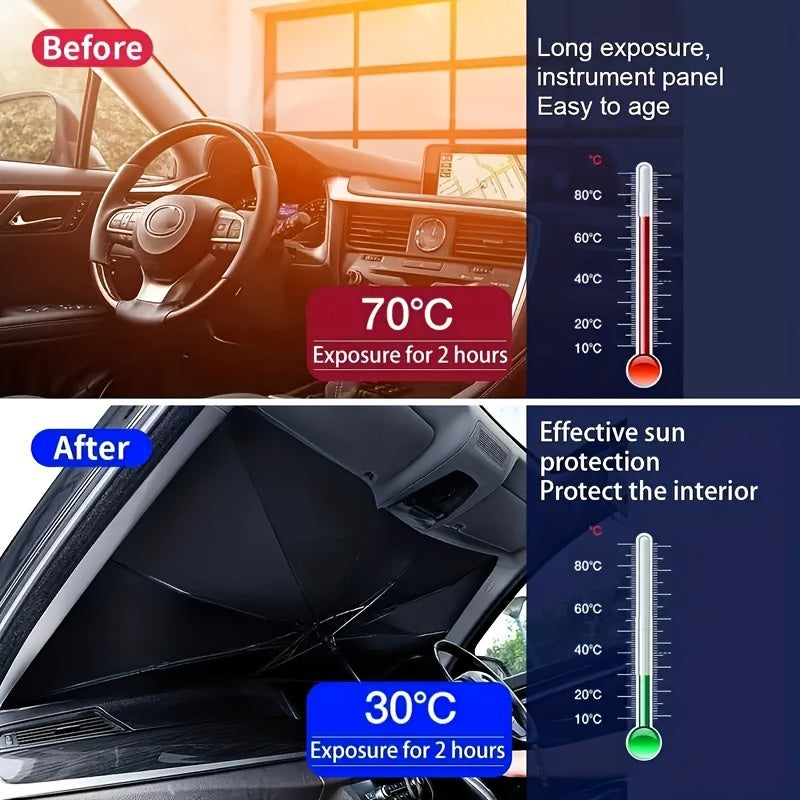 Car Sunshade Front Windshield Sunscreen Heat Insulation Sunshade Blocking Plate Blackout Curtain Gear Car Interior Windshield Small Car Cover Umbrella