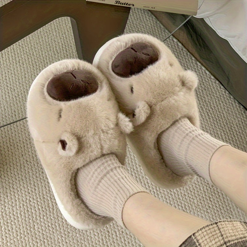 Warm Anti-slip Capibara Plush Slippers - Adorable Animal Women's Home Slippers