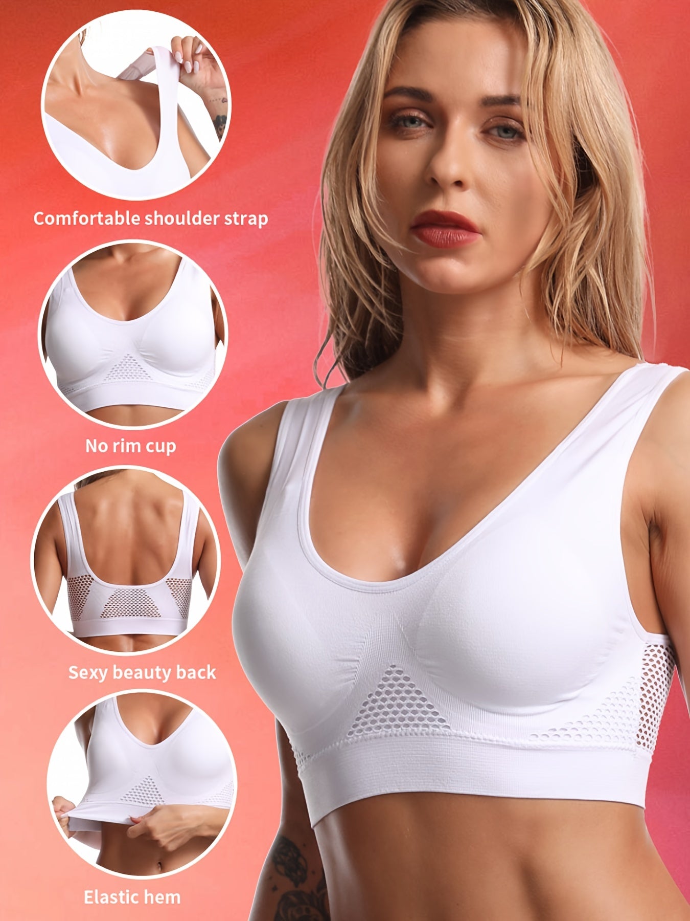 Women's Seamless Essential Bra With Pads, Comfort Wireless Push Up Vest Brassiere Bra, Women's Lingerie & Underwear