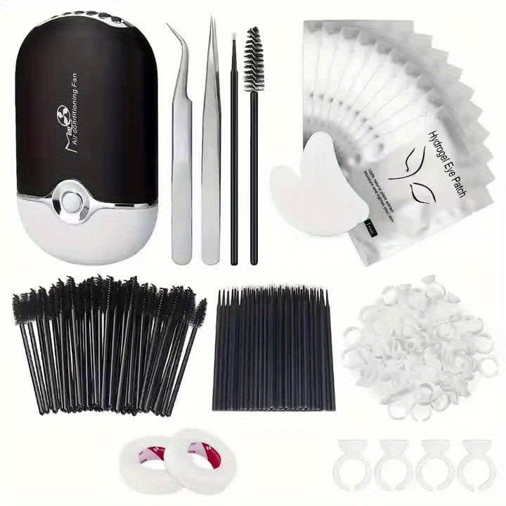 215Pcs Eyelash Extension Supplies Kit, Lash Kit For Eyelash Extensions Beginners USB Air Blower 2 Lash Tweezer 100 Mascara Brush 50 Micro Applicator 50 Ring Cup Holder 2 Tape 10 Eye Gel Pad - Eyes Makeup Sets for Mother