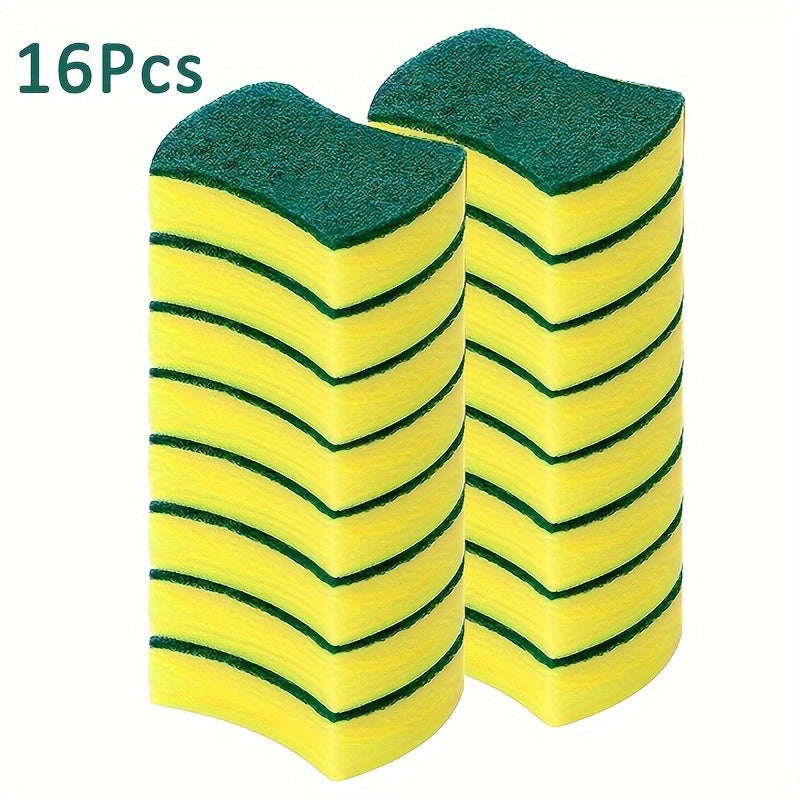 8/16/32pcs, Multifunctional Cleaning Sponge, Double-Sided Scouring Pad For Household Cleaning, Dishwashing Sponge, Premium Kitchen Sponge, Durable Non-scratch Sponge Wipe, Super Absorbent, Cleaning Supplies, Cleaning Tool