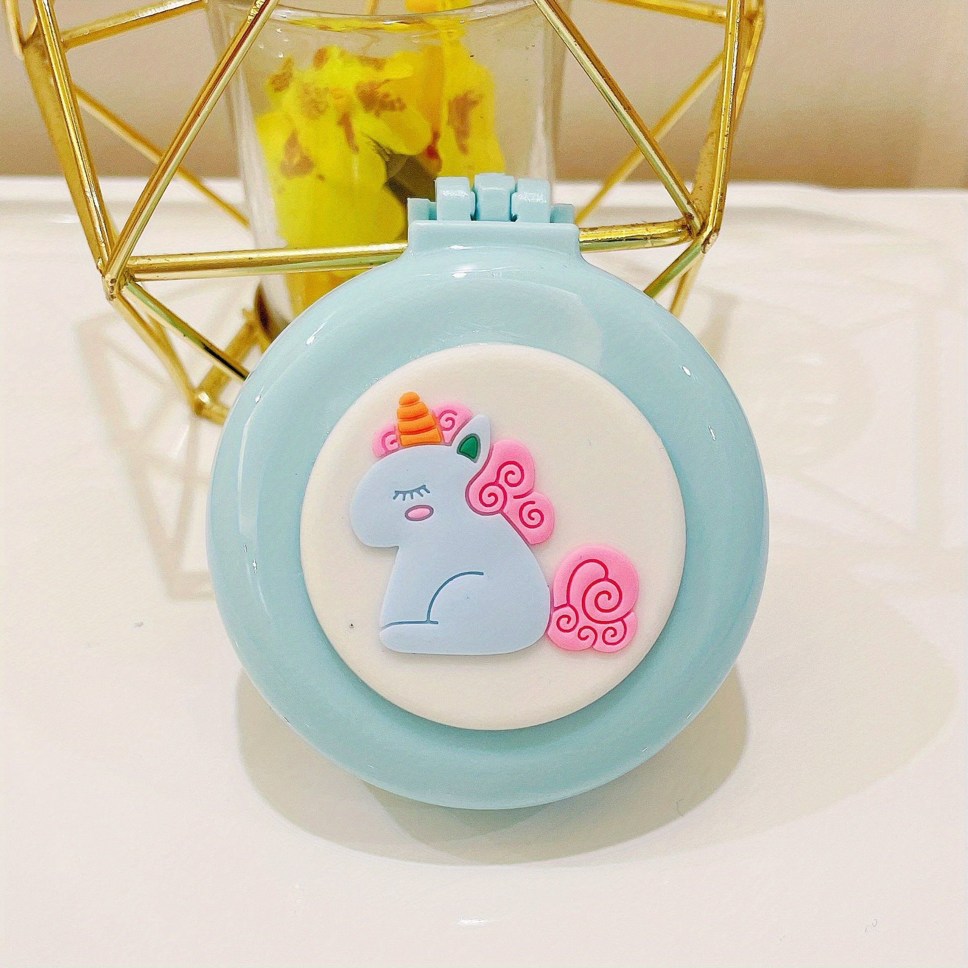 1pc Portable Folding Comb with Makeup Mirror - Air Cushion Massage Hair Brush for Normal Hair - Travel Pocket Mini Hair Brush Essentials for Women