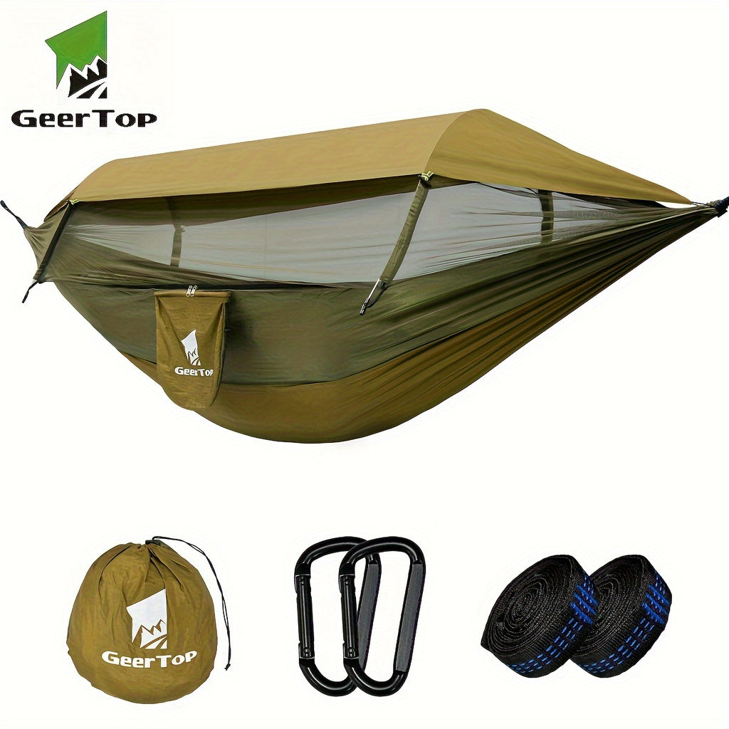 GEERTOP 3in 1 Outdoor Hammock with Mosquito Net Sun Shelter Rainfly, Double Sleep Rest Camping Hammock for Backpacking Travel Garden Park