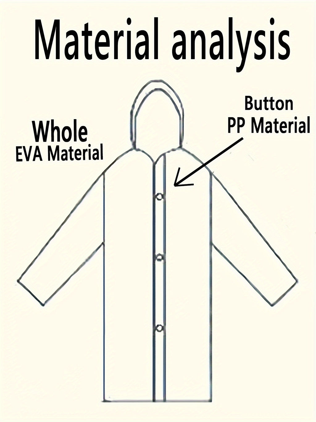 Gray EVA Raincoat - Windproof, Waterproof, Full-Body Thickened Jacket for Travel, Cycling, Hiking - Portable, Elastic Cuffs, Buttoned Closure