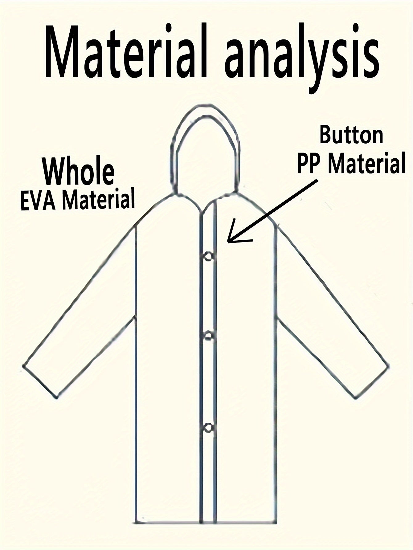 Gray EVA Raincoat - Windproof, Waterproof, Full-Body Thickened Jacket for Travel, Cycling, Hiking - Portable, Elastic Cuffs, Buttoned Closure