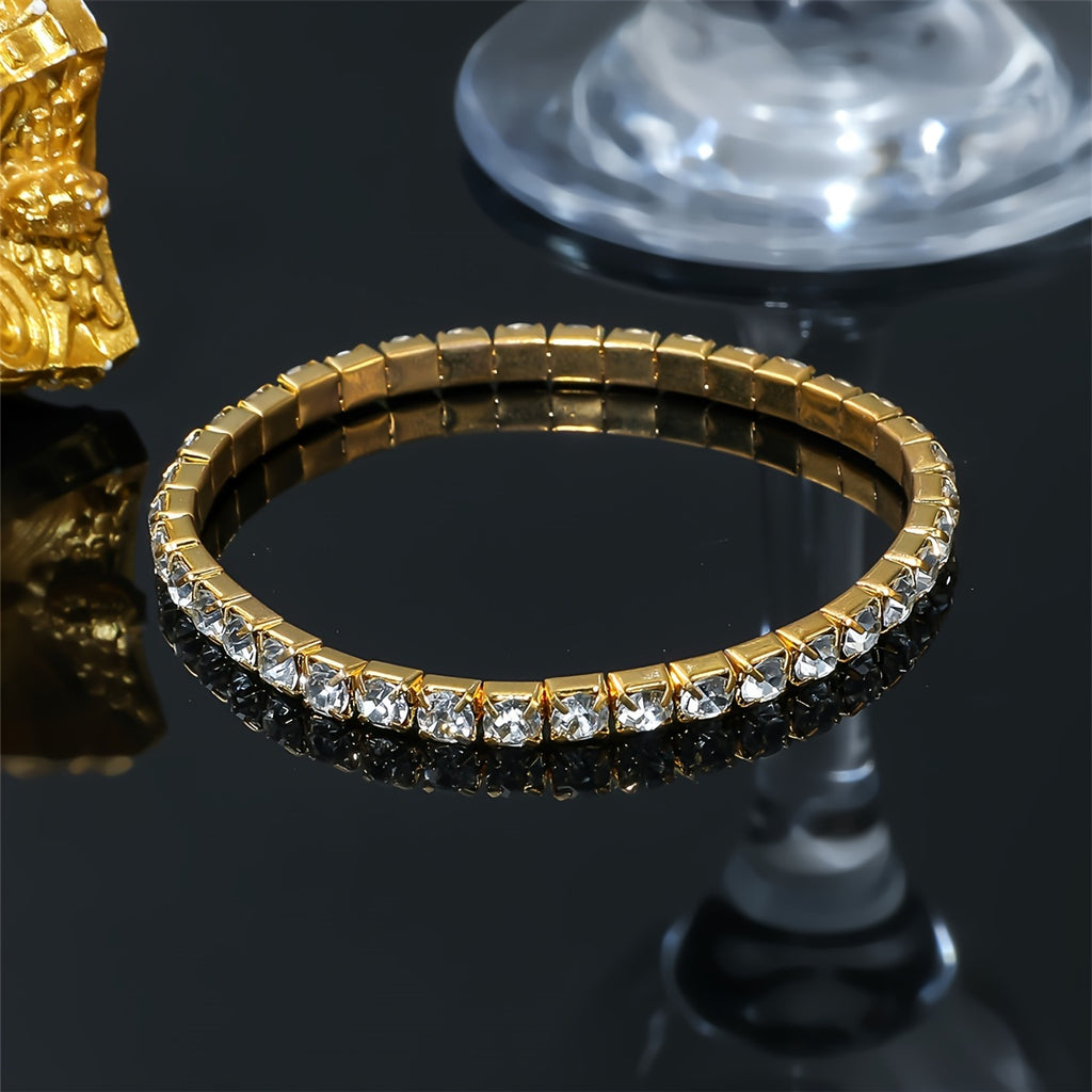 Luxurious Tennis Link - Sparkling Rhinestone Stretch Hand Jewelry for Women and Men, Daily Wear, Fashionable Accessory for Any Occasion
