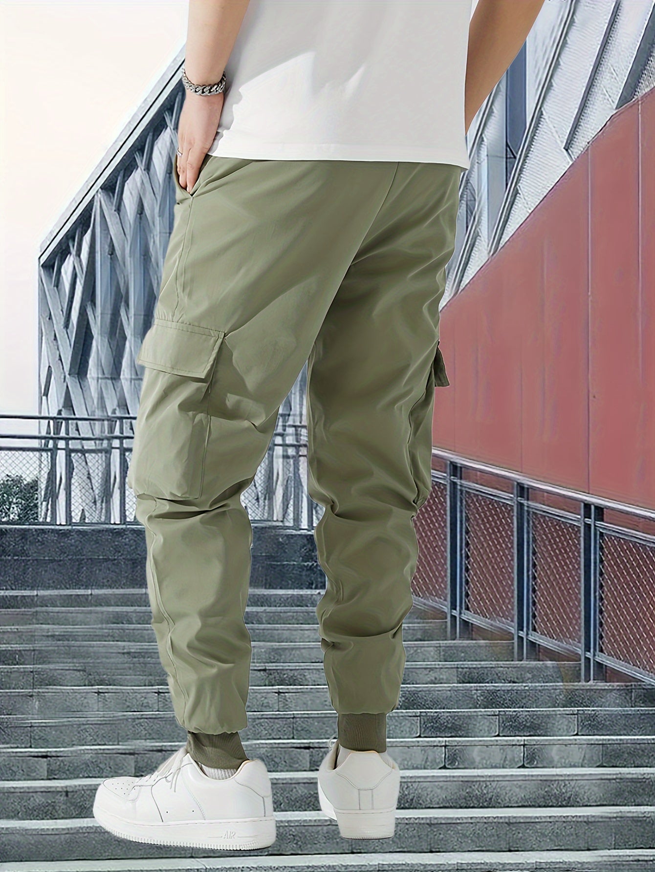 Trendy Men's Casual Cargo Pants With Pocket, Men's Outfits For Spring And Autumn