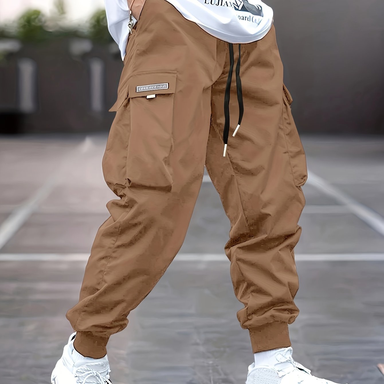Trendy Men's Casual Cargo Pants With Pocket, Men's Outfits For Spring And Autumn