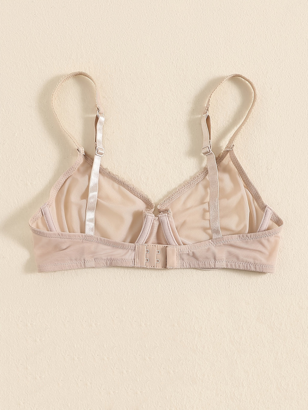 Transparent Mesh Thin Unlined Bra, Breathable Sheer No Pad Knitted Fabric Everyday Intimates Bra, Women's Lingerie & Underwear