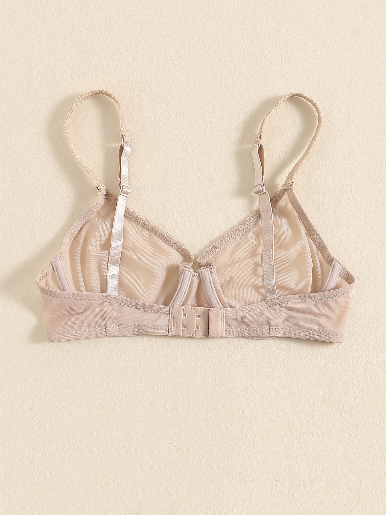 Transparent Mesh Thin Unlined Bra, Breathable Sheer No Pad Knitted Fabric Everyday Intimates Bra, Women's Lingerie & Underwear