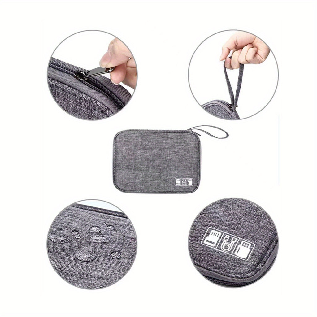 Large Capacity Electronics Organizer, Data Cable Power Storage Bag, Lightweight USB Charger Case & Travel Accessories