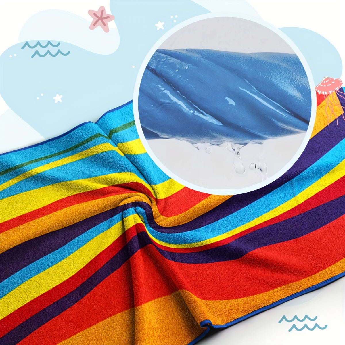 [Extra Large Soft Beach Towel] Extra Large Striped Beach Towel - Ultra-Soft Microfiber, Quick-Dry & Sand-Free, Perfect for Travel, Yoga, Camping & Swimming - Machine Washable, Beach Towel
