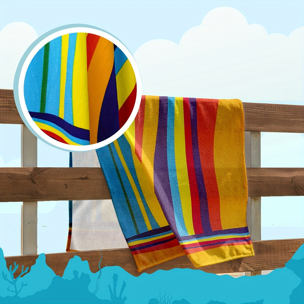 [Extra Large Soft Beach Towel] Extra Large Striped Beach Towel - Ultra-Soft Microfiber, Quick-Dry & Sand-Free, Perfect for Travel, Yoga, Camping & Swimming - Machine Washable, Beach Towel