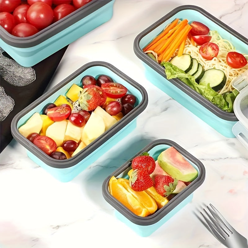 [Silicone Food Container] Collapsible Silicone Food Storage Container - BPA Free - Microwaveable - Freezer, Dishwasher Safe - Space Saving Stackable - Collapsible Leftover or Meal Prep Lunch Box Containers