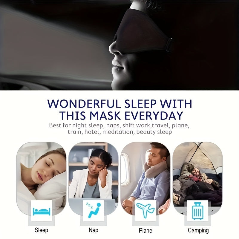 Sleep Pure Black 3D Three-dimensional Light Blocking Eye Mask 1pc, 3pcs, 5pcs, 10pcs