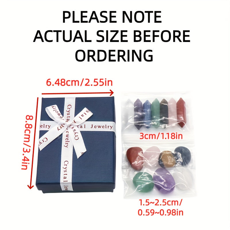14-Piece Natural Quartz Mineral Ornament Set - Unique Combination of 7 Exquisite Decorations for Home Decor and Christmas Gift - Authentic, Elevating, and Thoughtful