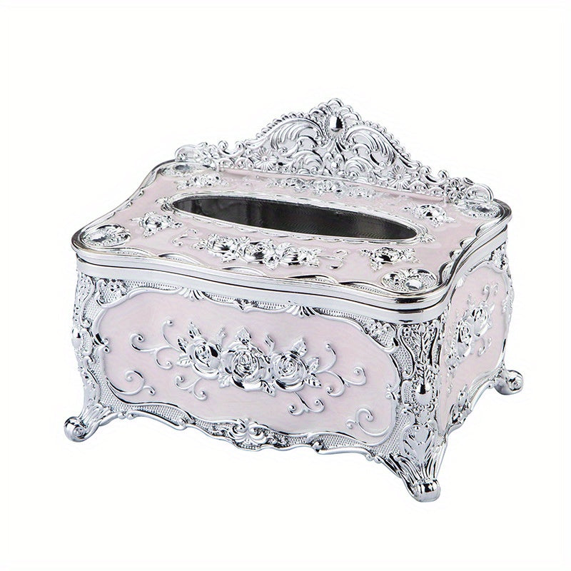 1pc Rose Crown Embossed Tissue Box - Luxurious Elegant Design Tissue Holders, Paper Holder, Napkin Holder - For Home, Living Room, KTV, Hotel, Bar, Club, Toilet, Bath - Perfect Gift for Housewarming & Wedding