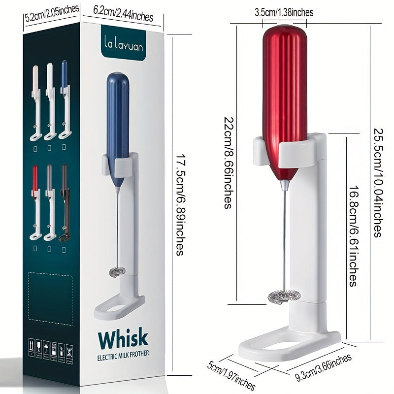 1pc, Lalayuan Powerful Electric Milk Frother, Mini Milk Foamer, Battery Operated (Not Included) Stainless Steel Drink Mixer, Handheld Electric Whisk For Coffee, Latte, Cappuccino, Chocolate, Matcha