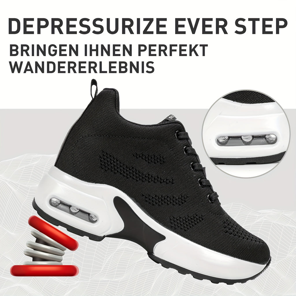 KOWAYI Women's Lightweight Breathable Mesh Low-Top Sneakers - Summer Casual Shoes with Cushioned Comfort, Black & White Accents for Walking, Errands & Casual Attire, Sporty Lifestyle Shoes | Modern Sneakers | Breathable Mesh