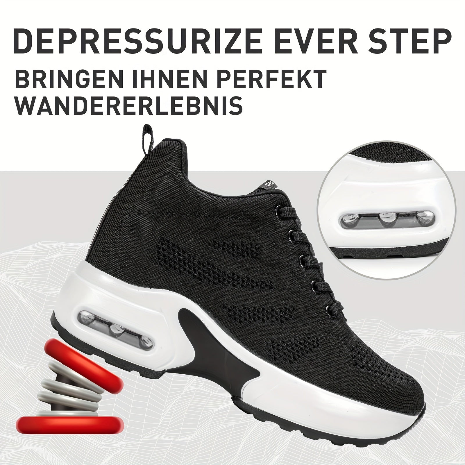 KOWAYI Women's Lightweight Breathable Mesh Low-Top Sneakers - Summer Casual Shoes with Cushioned Comfort, Black & White Accents for Walking, Errands & Casual Attire, Sporty Lifestyle Shoes | Modern Sneakers | Breathable Mesh