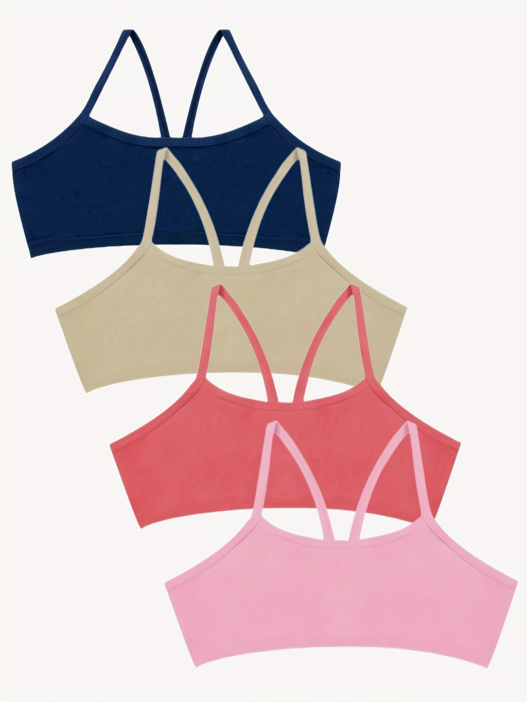 Holiday Style 4pcs Girls Training Bras Stretchy Sports Bralette Sleeveless Crops Tank Tops Underwears For 6-14 Years Old Kids
