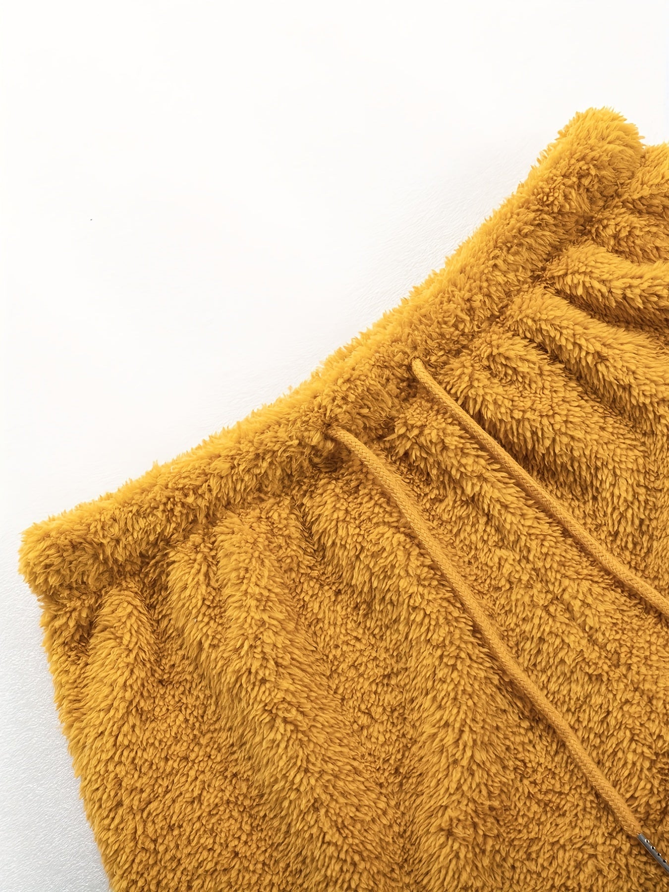 Warm Fuzzy Pajama Set, Long Sleeve Hooded Robe & Tank Top & Drawstring Shorts, Women's Sleepwear & Loungewear