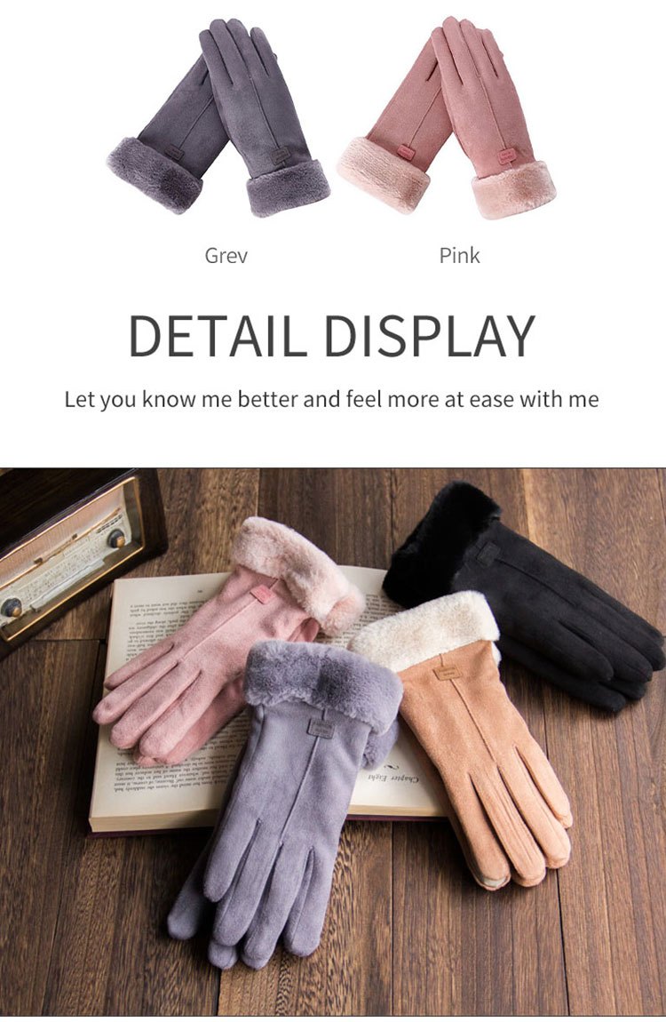 [Women's Winter Gloves] Cozy Touchscreen-Compatible Winter Gloves for Women - Plush, Thickened Five-Finger Design for Warmth and Comfort During Outdoor Activities, Students, Riding