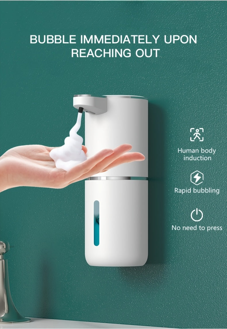 12.85oz Automatic Soap Dispenser with Touchless Sensor - Wall-Mounted, Rechargeable Lithium Battery, USB Charging, Modern Design for Bathroom And Kitchen, Bathroom Soap Dispenser|Modern Soap Dispenser|Touchless Soap Dispenser