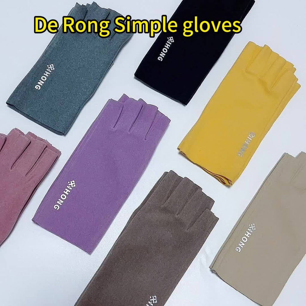 Fleece Coldproof Self-heating Gloves Solid Color Stretch Half Finger Touch Screen Gloves Winter Warm Women's Gloves